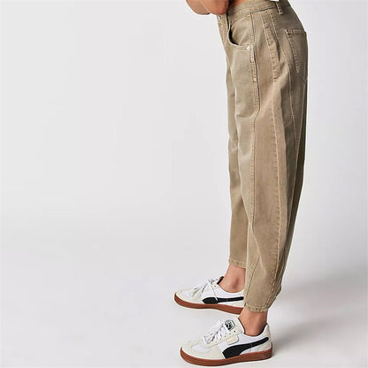 Effortless Barrel Jeans for Women with High Waist Curved Seam Relaxed Casual Style