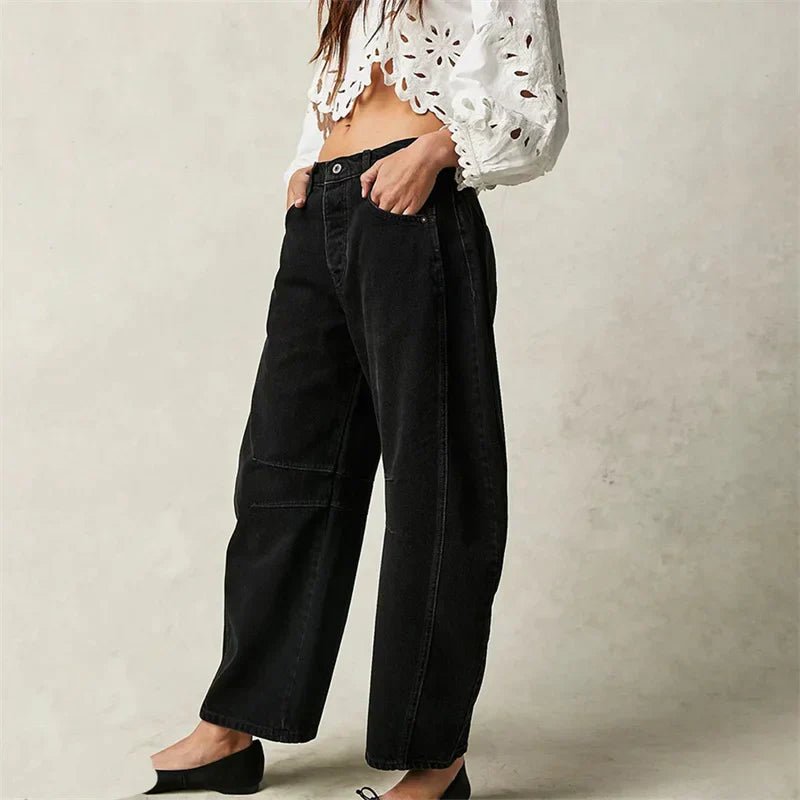 Effortless Barrel Jeans for Women with High Waist Curved Seam Relaxed Casual Style