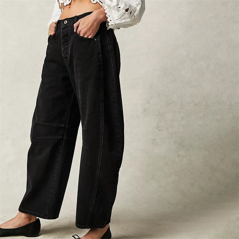 Effortless Barrel Jeans for Women with High Waist Curved Seam Relaxed Casual Style