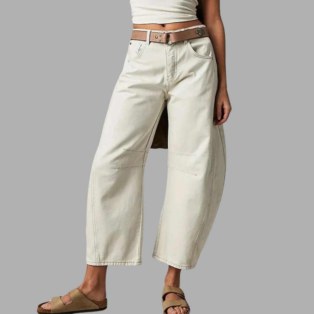 Effortless Barrel Jeans for Women with High Waist Curved Seam Relaxed Casual Style