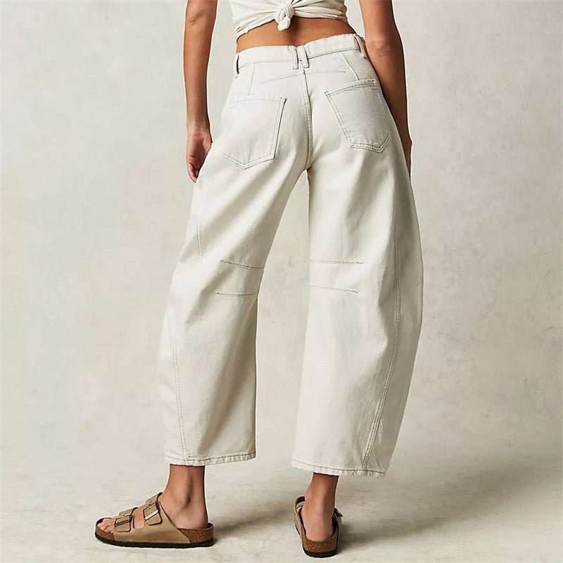 Effortless Barrel Jeans for Women with High Waist Curved Seam Relaxed Casual Style