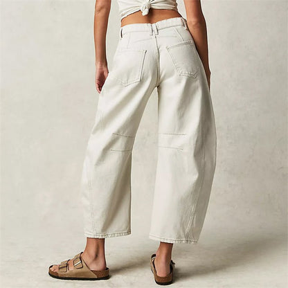Effortless Barrel Jeans for Women with High Waist Curved Seam Relaxed Casual Style