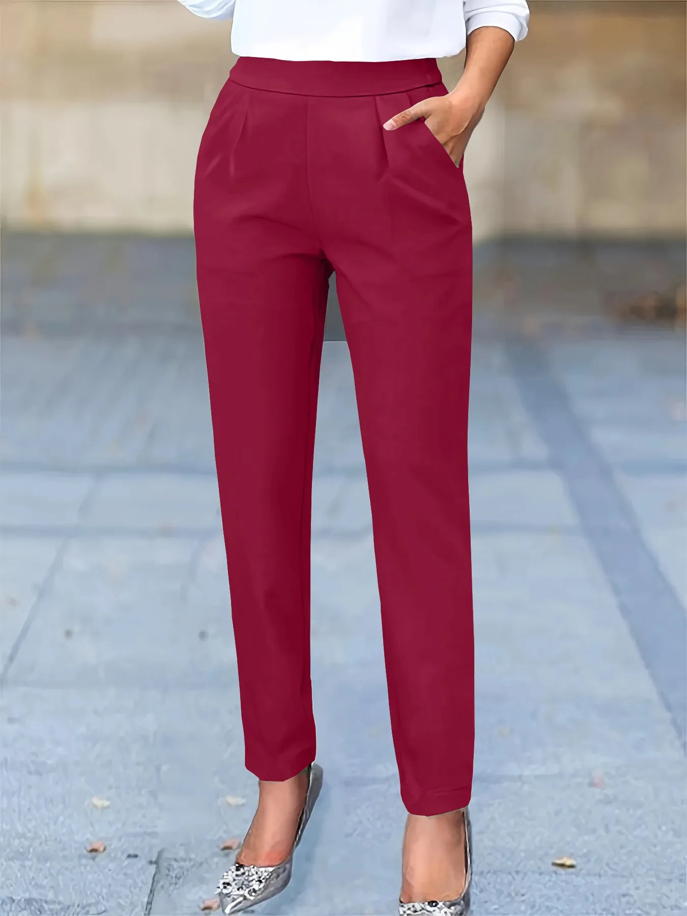 Elegant Black Tapered Pants for Women with High Waist Pleated Ankle Length Casual Style