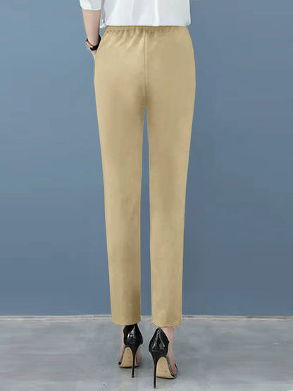 Elegant Black Tapered Pants for Women with High Waist Pleated Ankle Length Casual Style