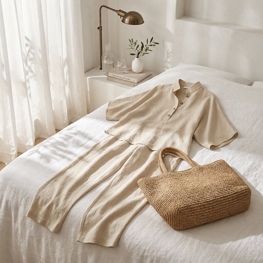 Effortless Linen Wide Leg Set for Women with V Neck Batwing Sleeve Button Front Relaxed Two Piece Style
