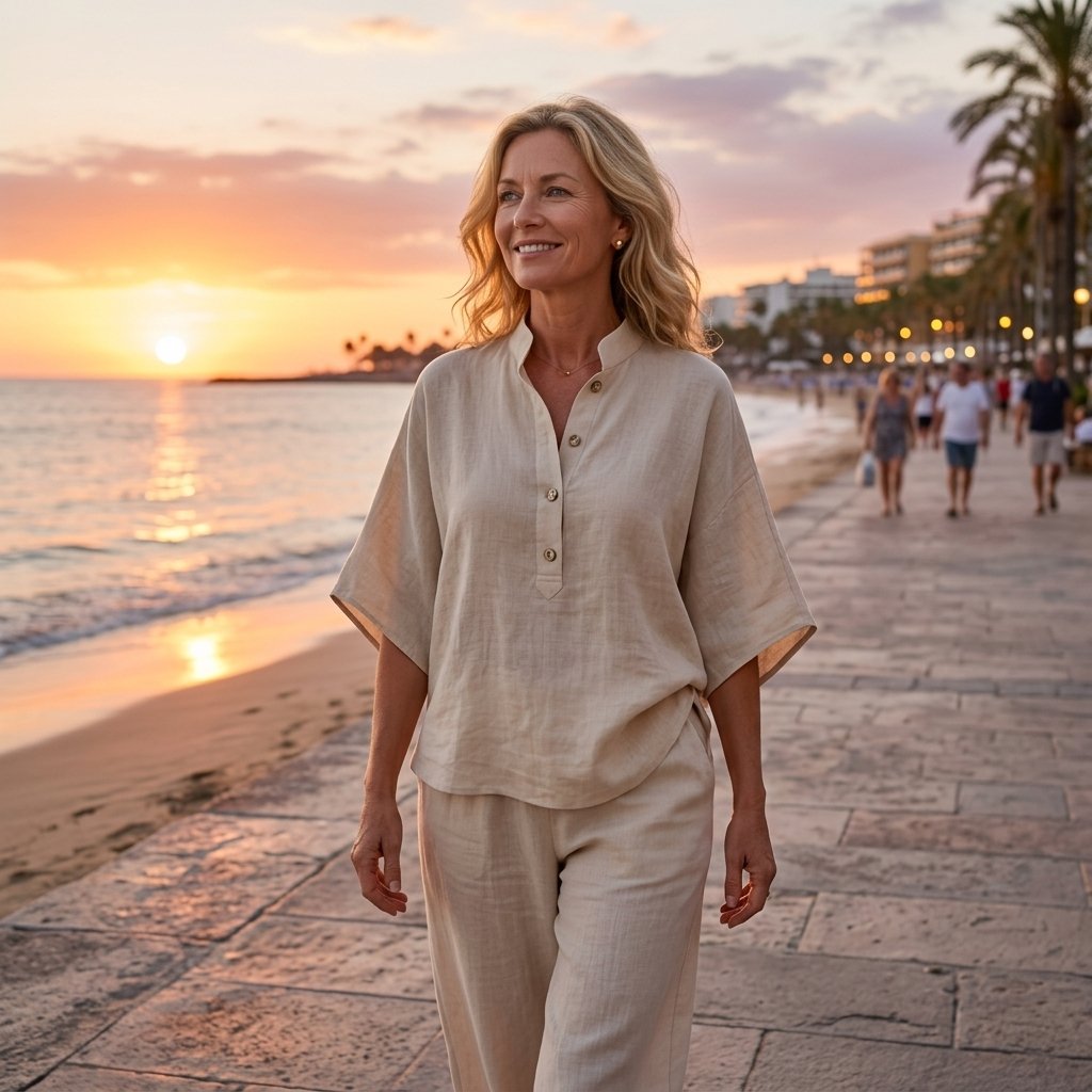 Effortless Linen Wide Leg Set for Women with V Neck Batwing Sleeve Button Front Relaxed Two Piece Style
