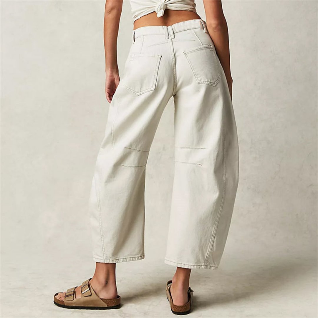 Effortless Denim Barrel Jeans for Women with High Waist Curved Seam Wide Leg Relaxed Style