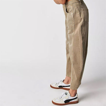 Effortless Denim Barrel Jeans for Women with High Waist Curved Seam Wide Leg Relaxed Style