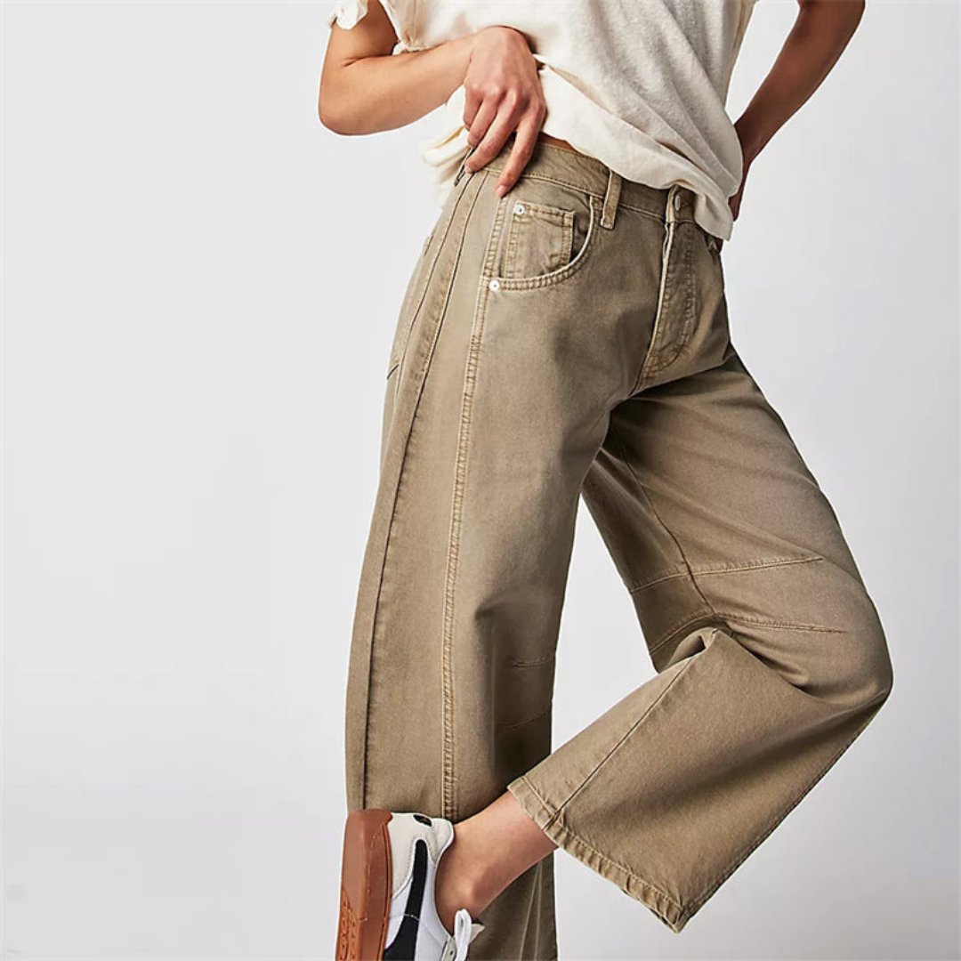 Effortless Denim Barrel Jeans for Women with High Waist Curved Seam Wide Leg Relaxed Style