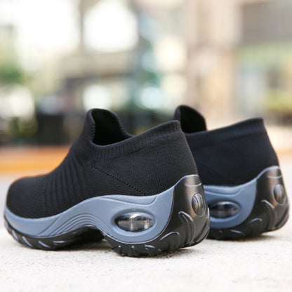 Comfortable Knit Mesh Wedge Sneaker for Women with Slip On Platform Sole Air Cushion Style