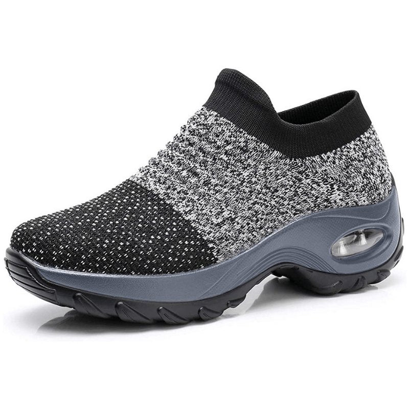 Comfortable Knit Mesh Wedge Sneaker for Women with Slip On Platform Sole Air Cushion Style