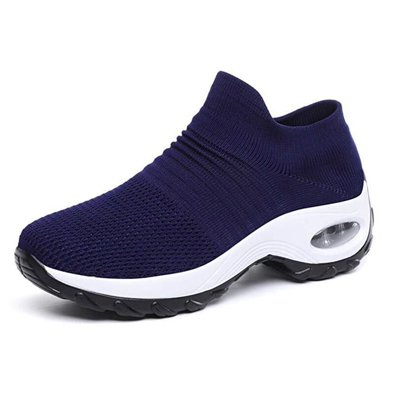 Comfortable Knit Mesh Wedge Sneaker for Women with Slip On Platform Sole Air Cushion Style