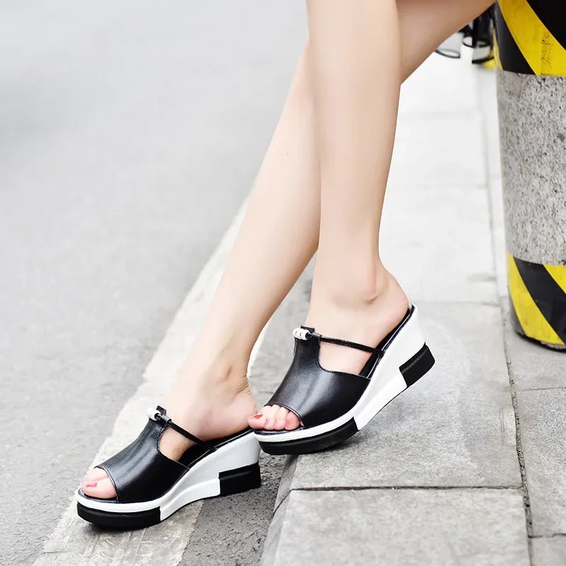 Elegant Rhinestone T-Strap Wedge Sandal for Women with Peep Toe Platform Slip On Casual Style