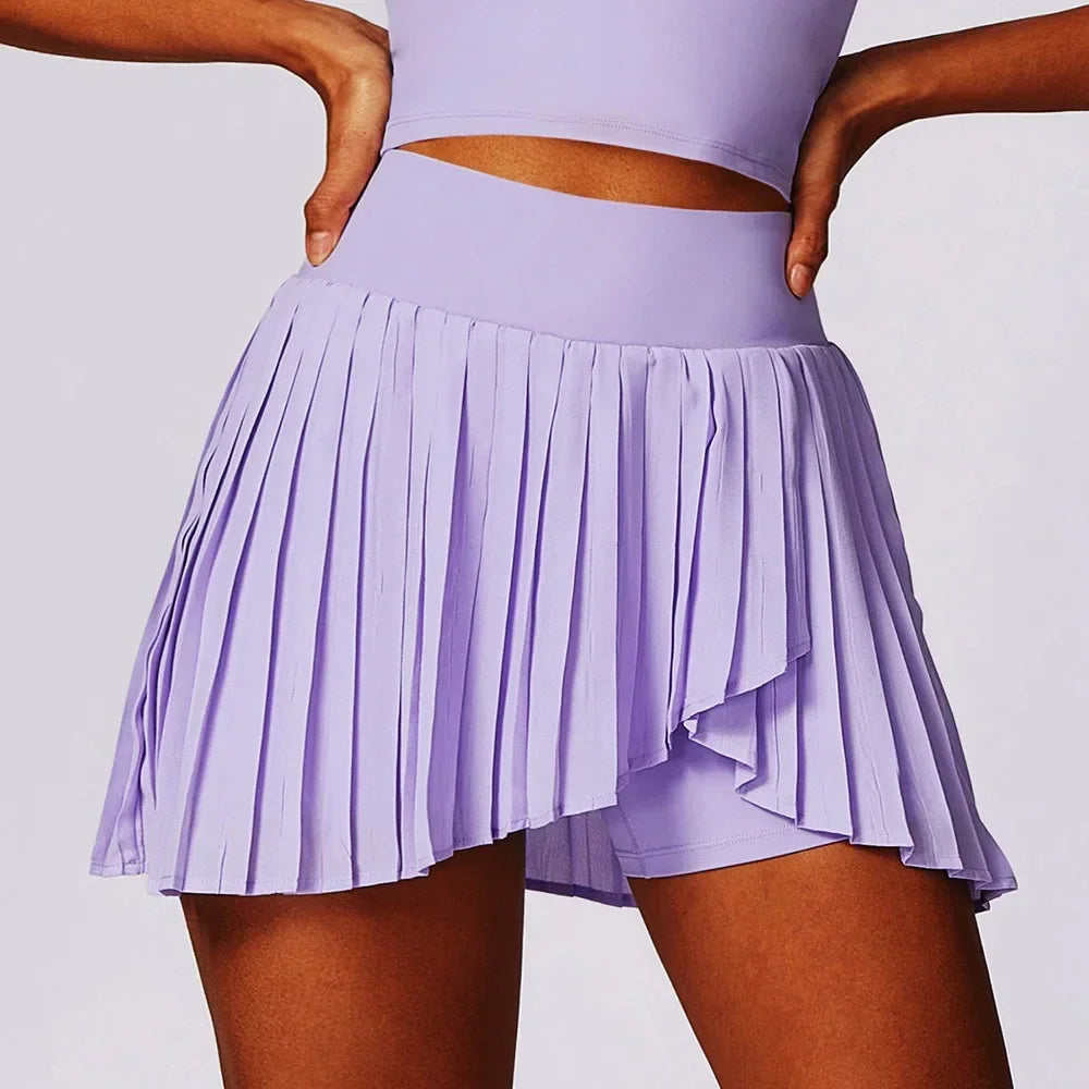 Effortless Mini Purple Skirt for Women with High Waist Pleated Flowy Skater Style