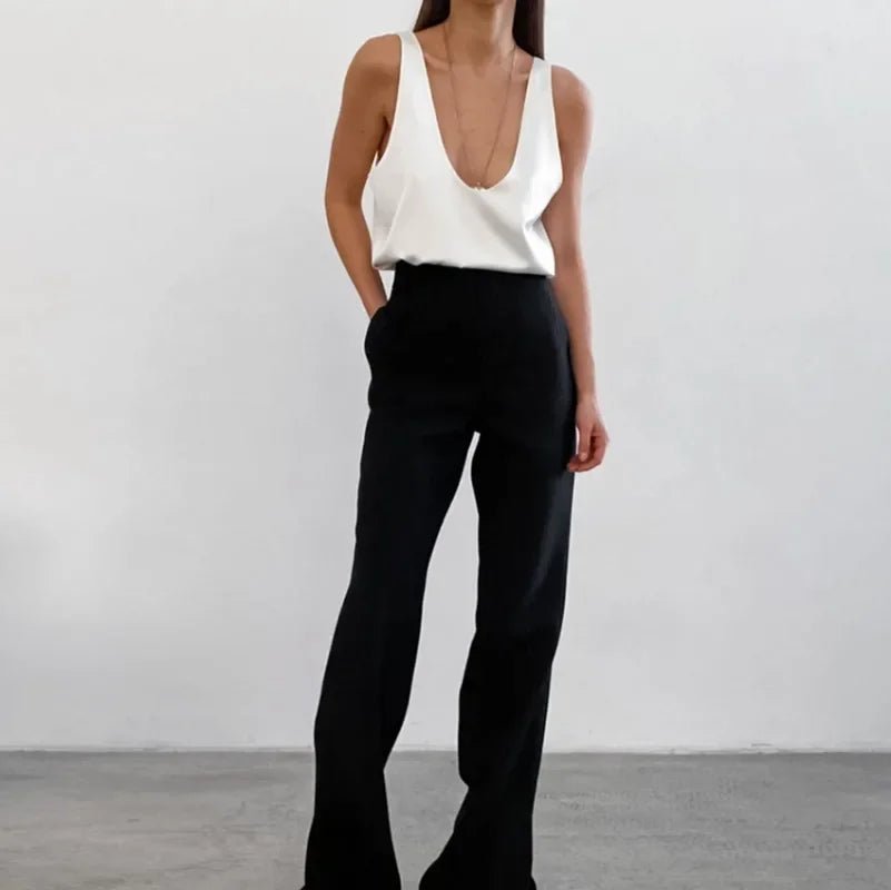 Effortless Satin Blouse for Women with Scoop Neck Sleeveless Relaxed Racerback Tank Style