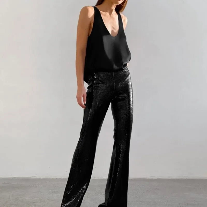 Effortless Satin Blouse for Women with Scoop Neck Sleeveless Relaxed Racerback Tank Style