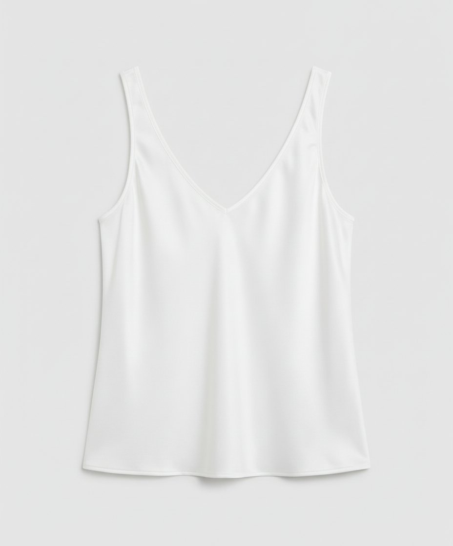 Elegant Satin Camisole Blouse for Women with V Neck Sleeveless Relaxed Silky Style