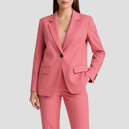 Elegant Tailored Blazer Suit for Women with Notched Lapel Long Sleeve Wide Leg Two Piece Style