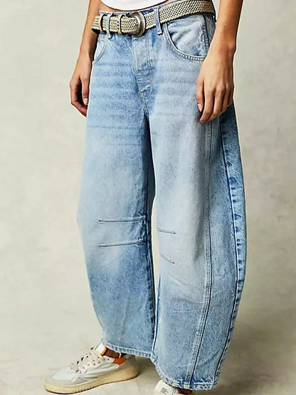 Modern High Waisted Relaxed Leg Jeans for Women with Baggy Barrel Leg Denim Easy Style