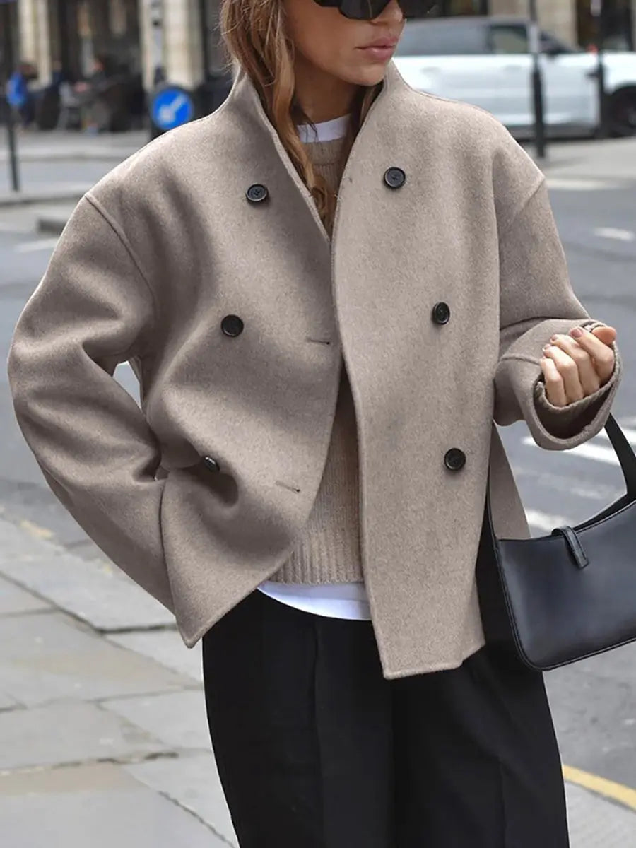Women's Oversized Stand Collar Pea Coat