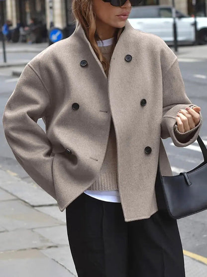 Women's Oversized Stand Collar Pea Coat