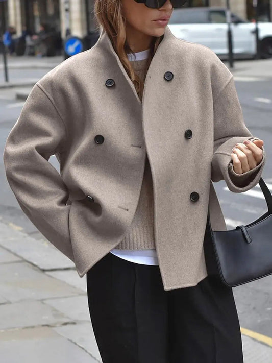 Women's Oversized Stand Collar Pea Coat