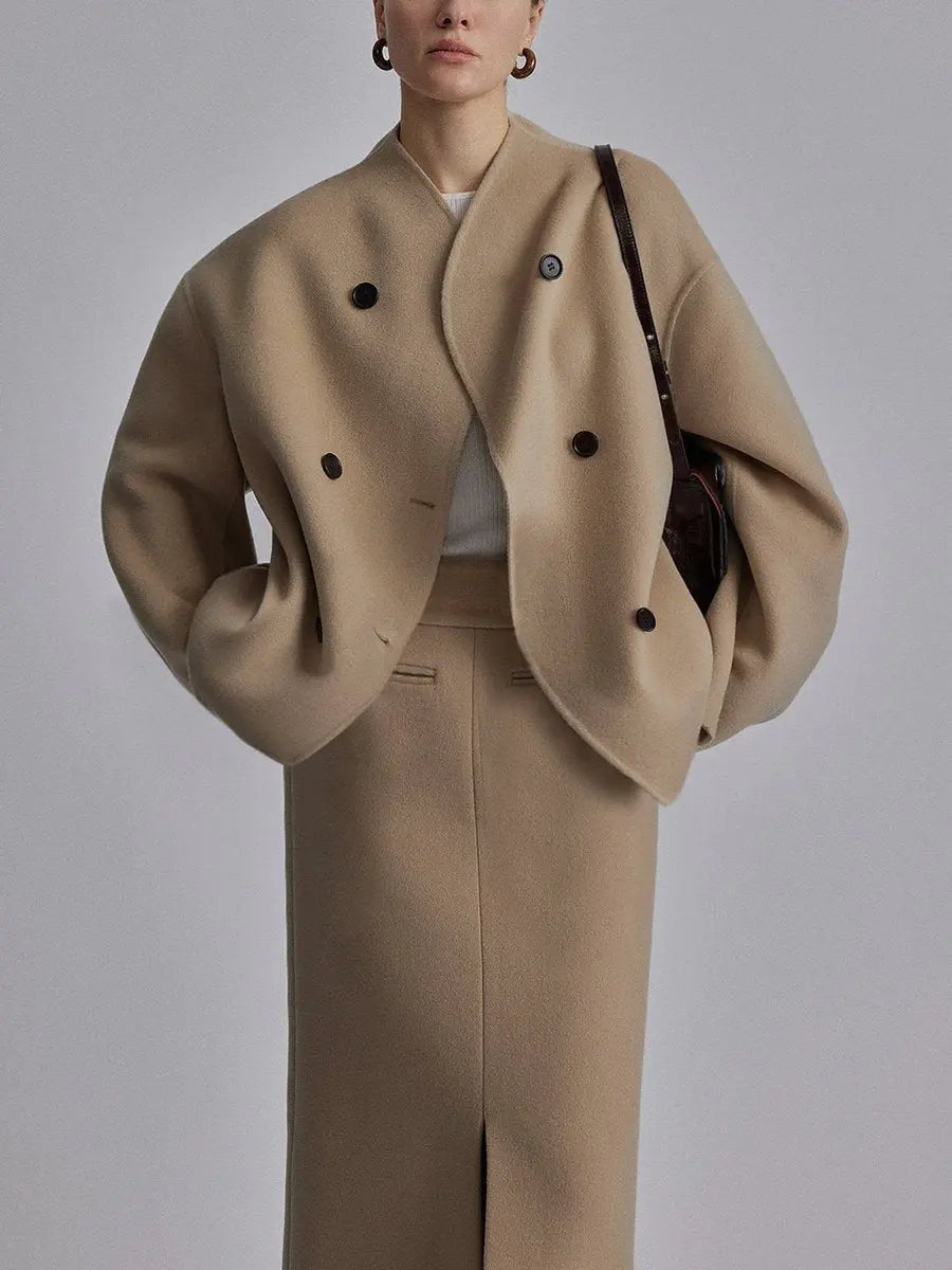 Women's Oversized Stand Collar Pea Coat