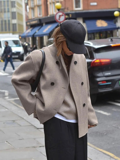 Women's Oversized Stand Collar Pea Coat