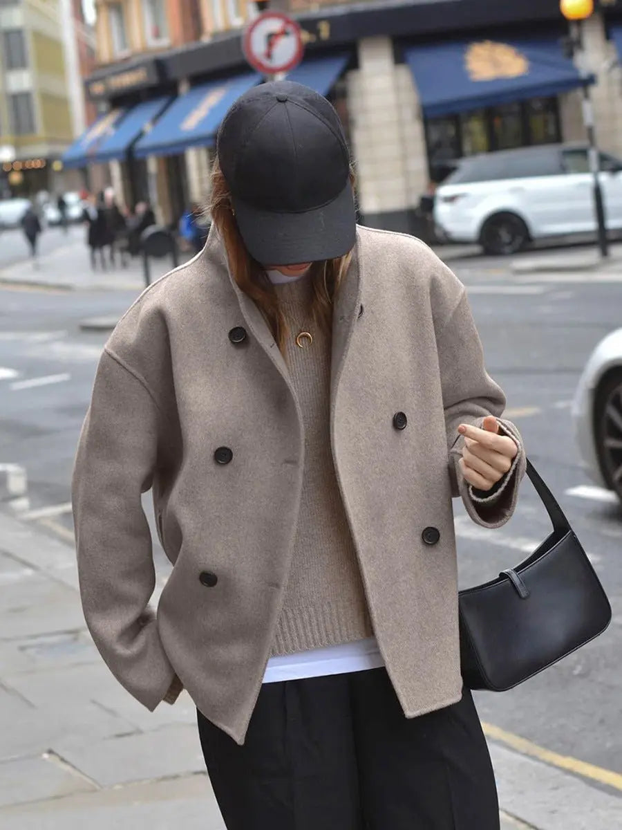 Women's Oversized Stand Collar Pea Coat