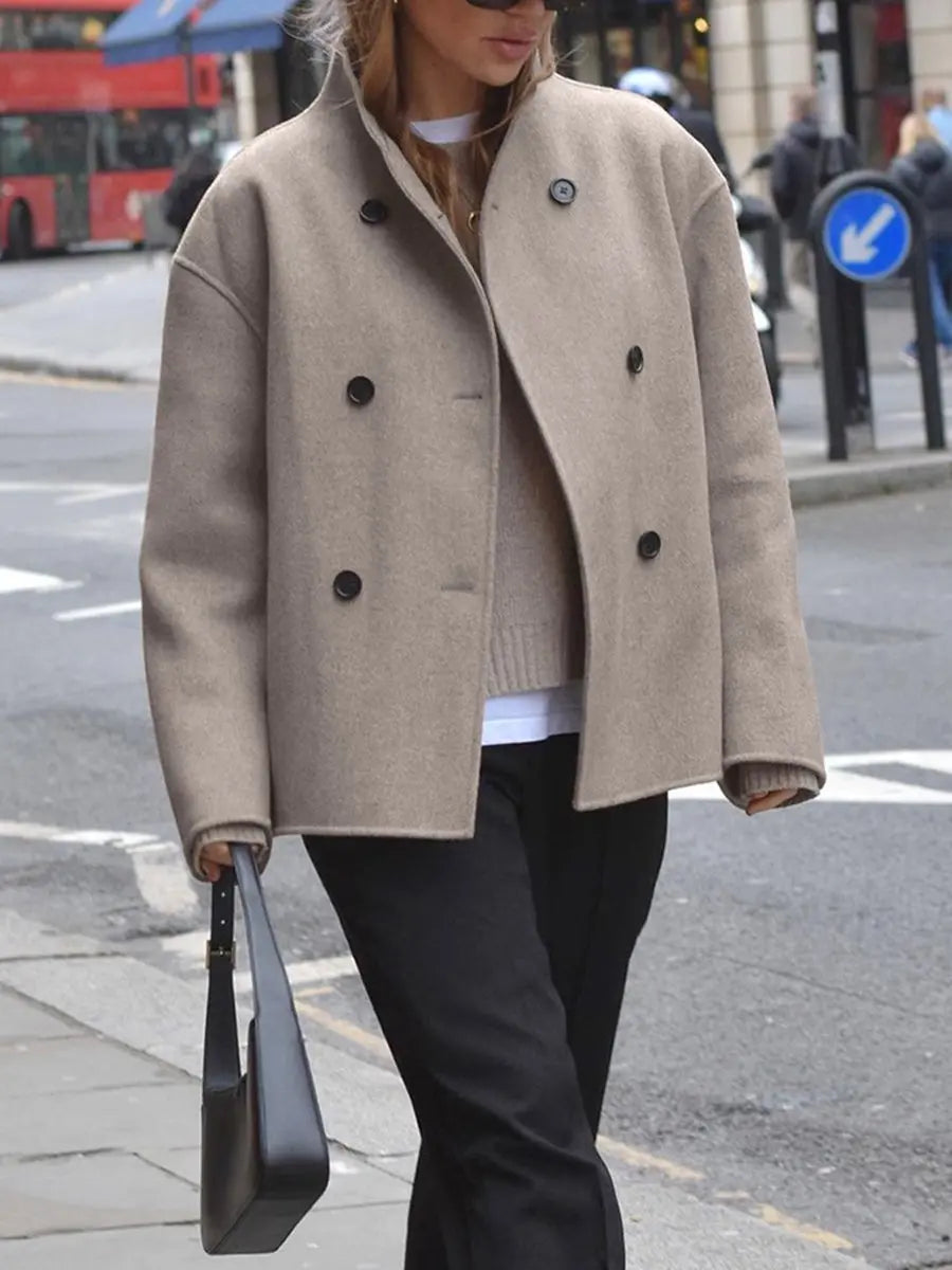 Women's Oversized Stand Collar Pea Coat