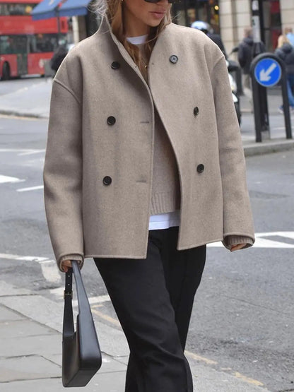 Women's Oversized Stand Collar Pea Coat