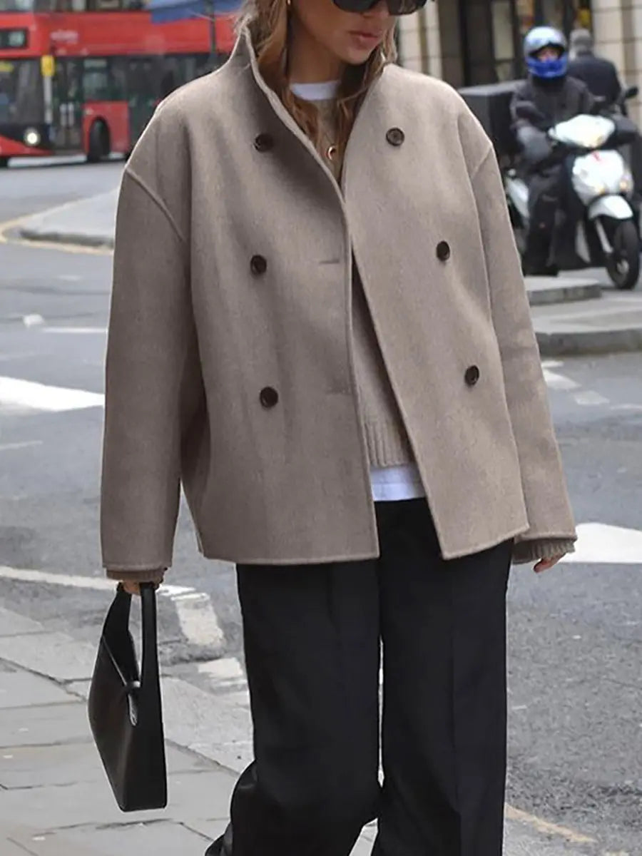 Women's Oversized Stand Collar Pea Coat