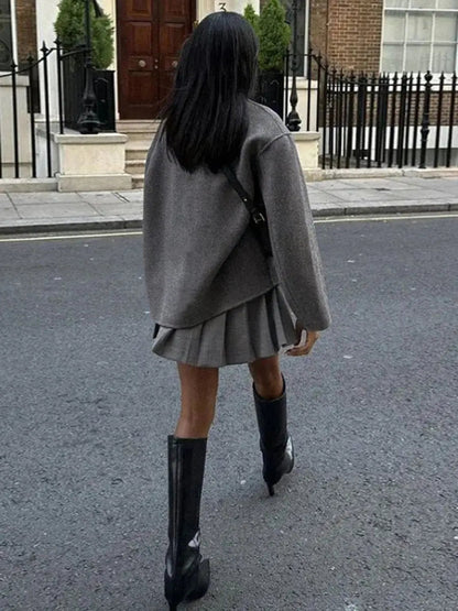 Women's Oversized Stand Collar Pea Coat