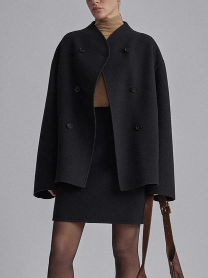 Women's Oversized Stand Collar Pea Coat