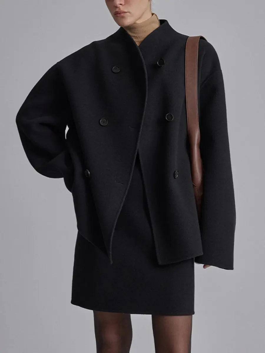 Women's Oversized Stand Collar Pea Coat