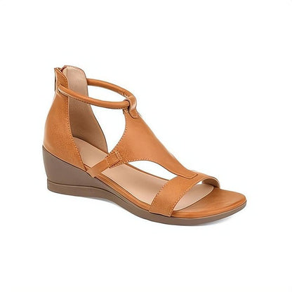 Stylish Wedge Sandal for Women with Open Toe Ankle Strap Platform Cutout Style