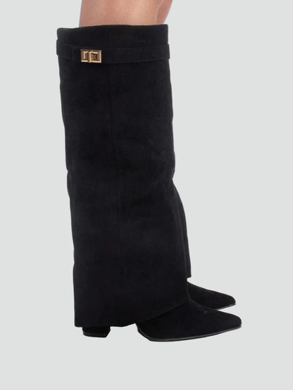 Women's Fold Over Wide Shaft Knee High Boots