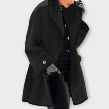 Women's Contrast Trim Swing Wool Coat